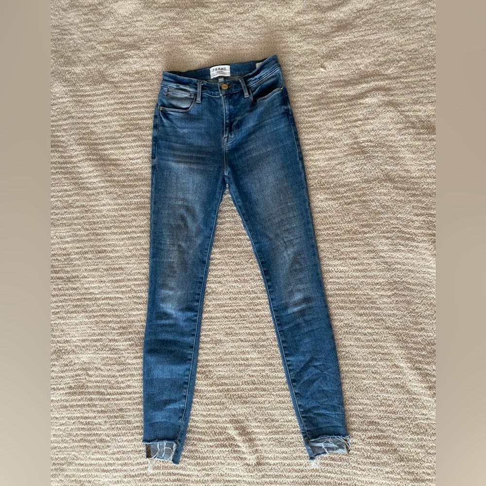 Frame le high skinny raw edge jeans